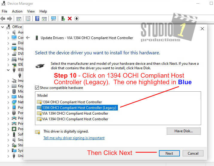 1394 ohci compliant host controller legacy windows 10 driver download