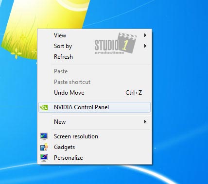 NVidia Control Panel Studio 1 Productions